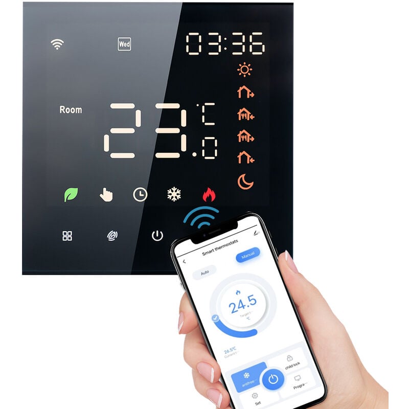 foto del prodotto decdeal tuya termostato wifi intelligente controllo vocale 16a display lcd digitale programmabile touch screen regolatore di temperatura per