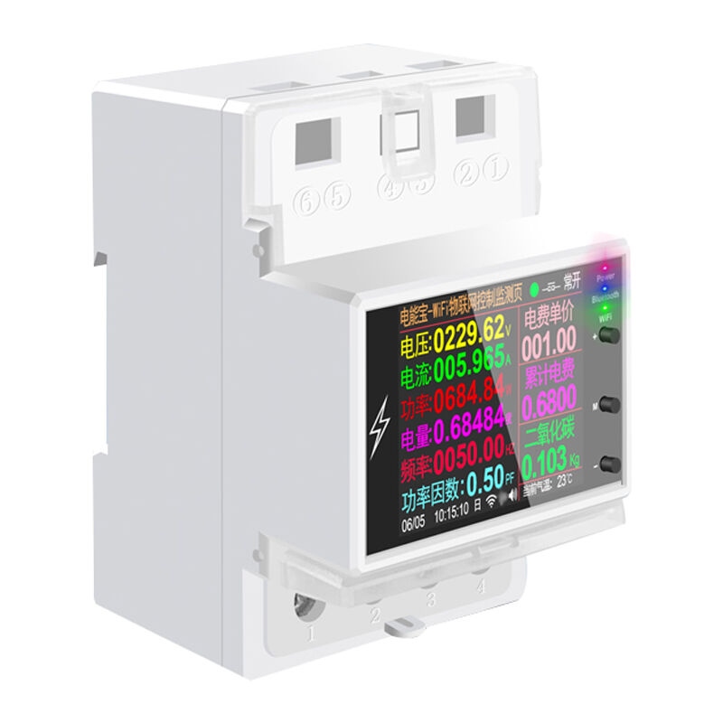 foto del prodotto decdeal versione wi fi intelligente 2p monitor di potenza elettrica montaggio su guida din misuratore di corrente alternata multi energia schermo