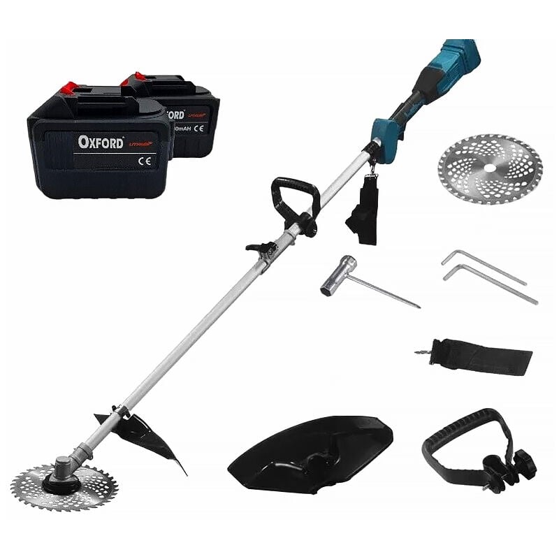 foto del prodotto decespugliatore a batteria elettrico con due batterie da 21v tagliaerba rasaerba