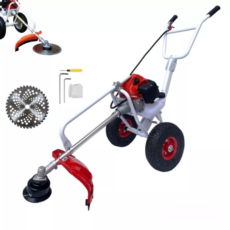 foto del prodotto decespugliatore a scoppio 63cc 2hp 2 tempi con ruote a carrozzella carrellato