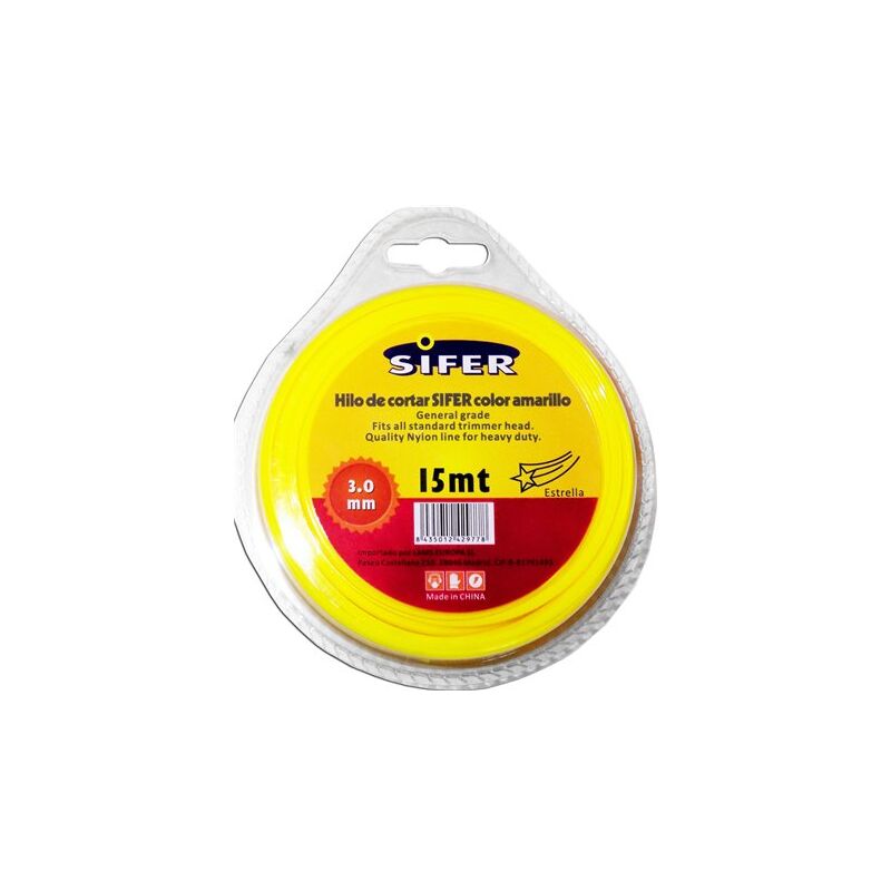 foto del prodotto decespugliatore sifer giallo star filo 3,00 mm x 15 m