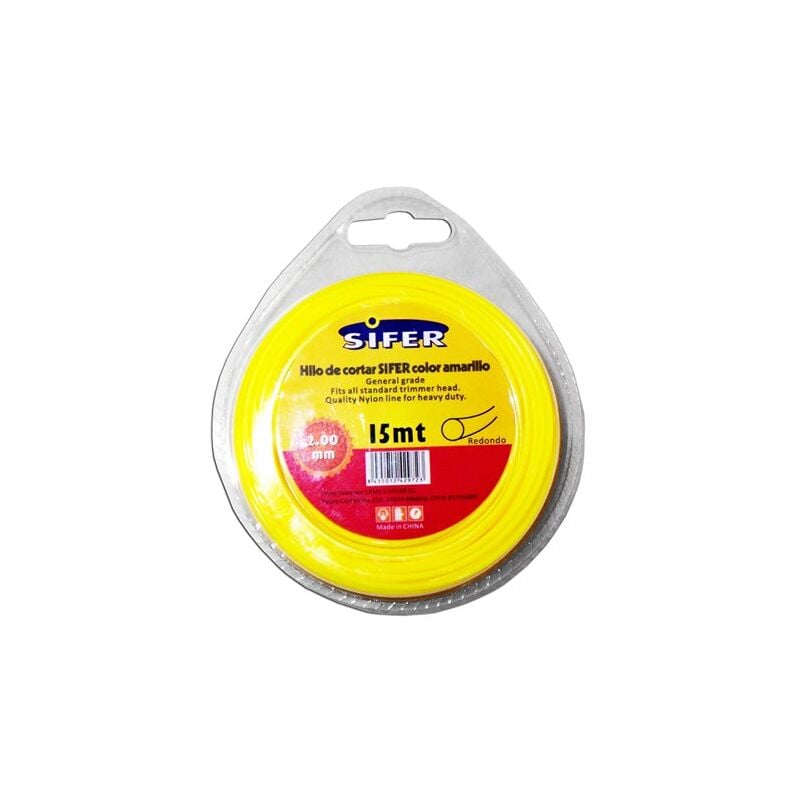 foto del prodotto decespugliatore tondo giallo sifer filo 2,00 mm x 15 mt