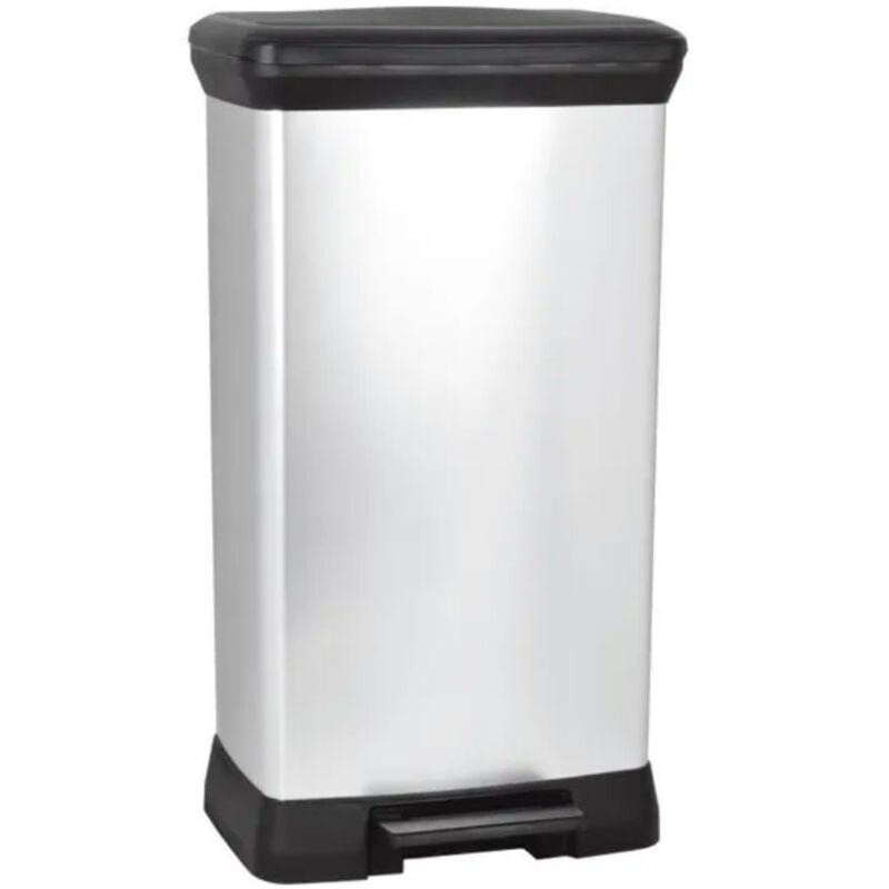 foto del prodotto deco bin 50l cestino a pedale, 39 x 29 x 73 cm, argento 187177 curver