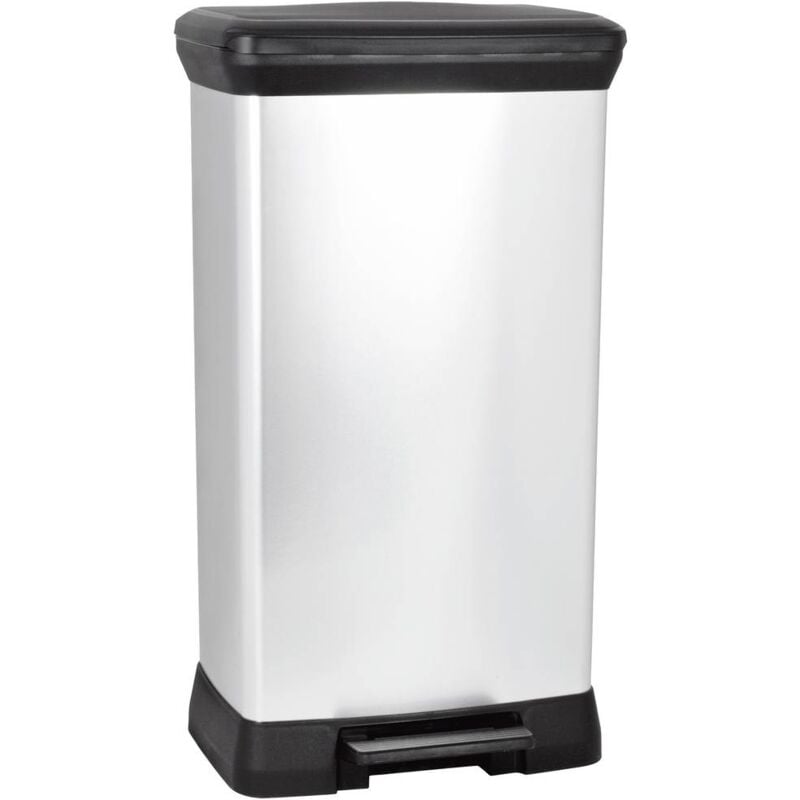 foto del prodotto deco bin metalics 240643 bidone della spazzatura 50 l l x a x p 390 x 720 x 290 mm argento, nero 1 pz. curver