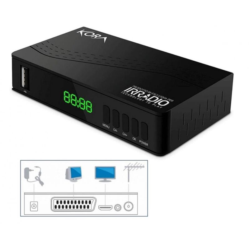 foto del prodotto decoder digitare terrestre dvb t2 telecomando full hd irradio