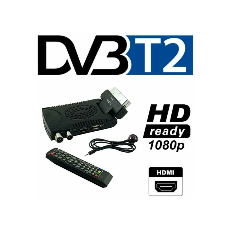 foto del prodotto decoder dvb t2 hd 1080p digitale terrestre hdmi scart mpeg4 jpeg usb bn b333