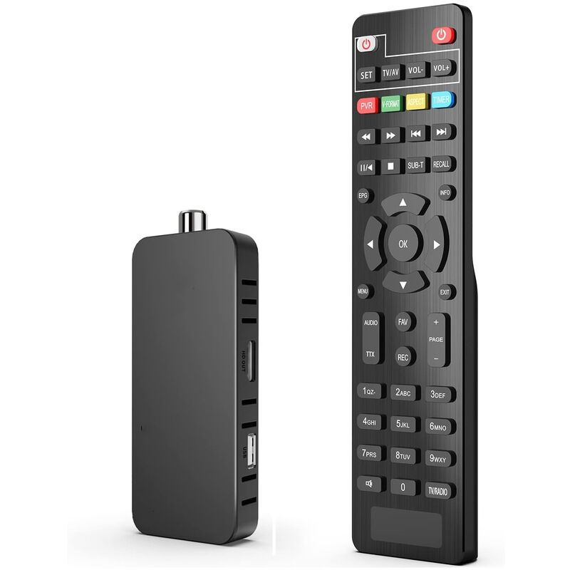 foto del prodotto decoder ricevitore digitale terrestre dvb t3 stick tv 4k 10bit telecomando h.265