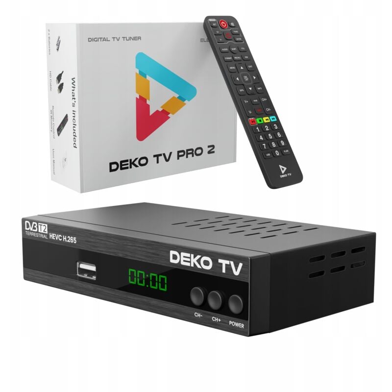 foto del prodotto decoder sintonizzatore dvbt2 dekotv pro2 televisione terrestre dvb t2 hevc h.265 deko