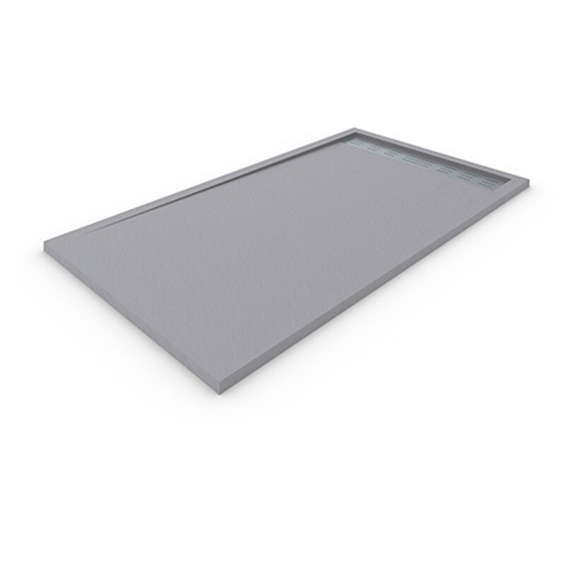 foto del prodotto decohor piatto doccia in resina quarzo deluxe. struttura in ardesia antiscivolo. carica minerale. grigio chiaro ral 7037 90x140cm