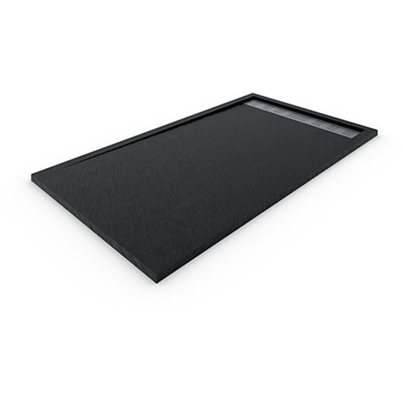 foto del prodotto decohor piatto doccia in resina quarzo deluxe. struttura in ardesia antiscivolo. carica minerale. nero ral 9005 90x160cm