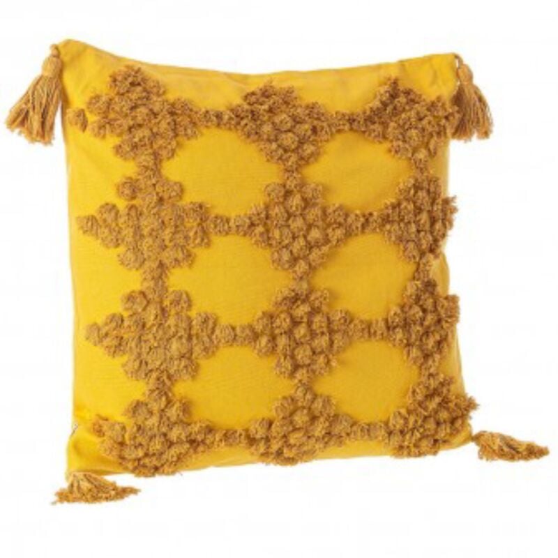 foto del prodotto decor space cuscino mattis con nappa realizzato con fodera in cotone 70 , poliestere 30 e con imbottitura 100 poliestere 45 x h 45cm ocra