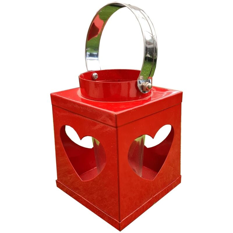 foto del prodotto decor space lanterna porta candela in metallo con cuori appendibile da esterno ed interno