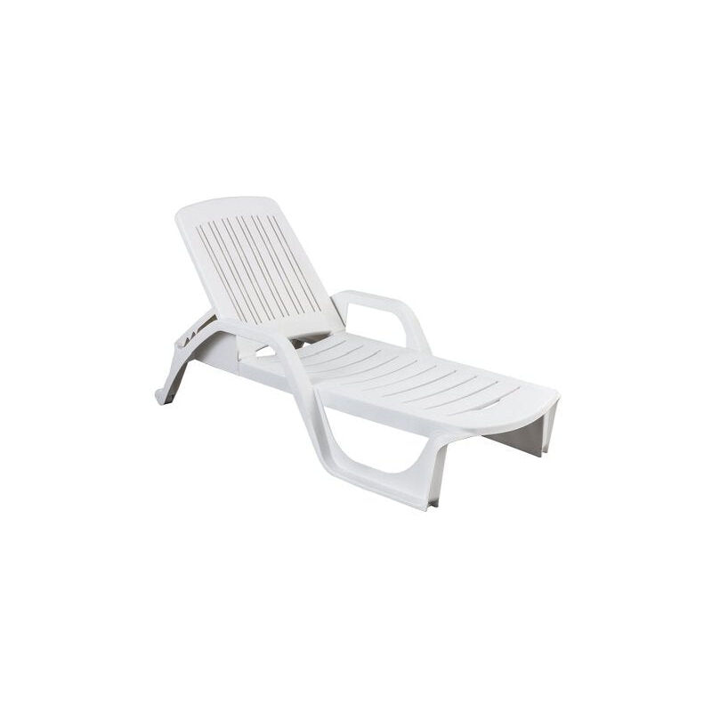 foto del prodotto decor space lettino in resina bianco impilabile zanzibar da mare e piscina 190 cm