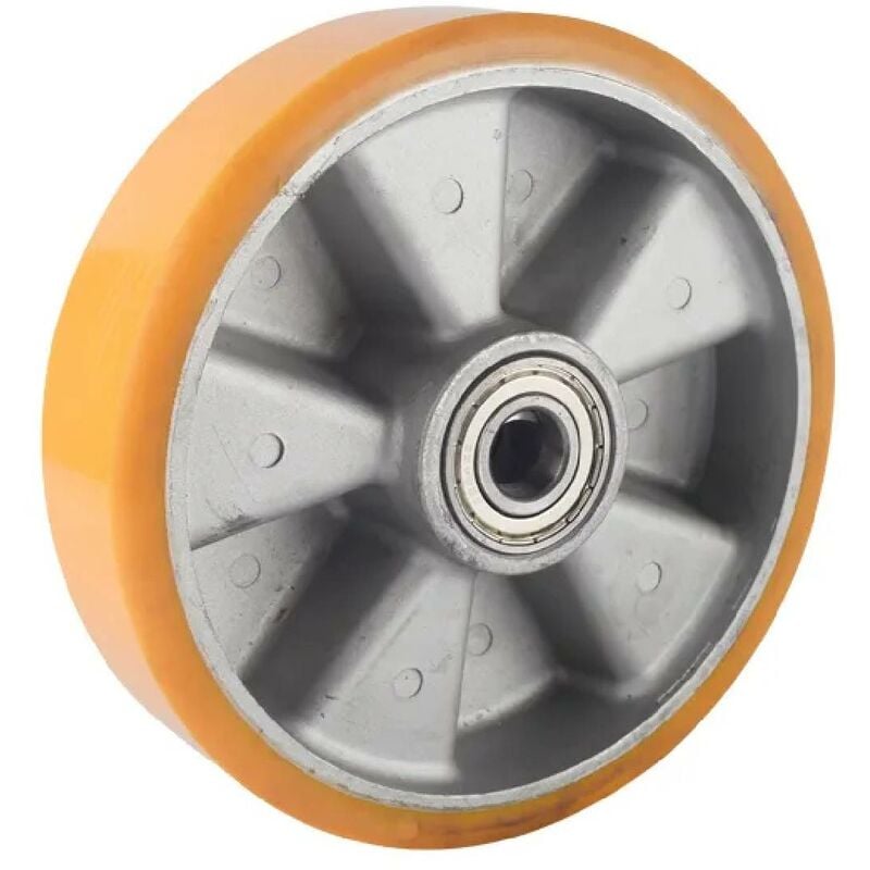 foto del prodotto decor space ruota per transpallet di ricambio con rivestimento in poliuretano avolan e supporto in alluminio 200 x 50 mm foro 20 mm