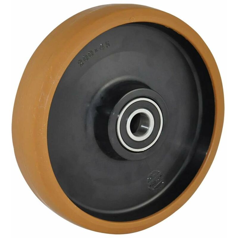 foto del prodotto decor space ruota per transpallet di ricambio con rivestimento rinforzato in poliuretano e nylon nero
