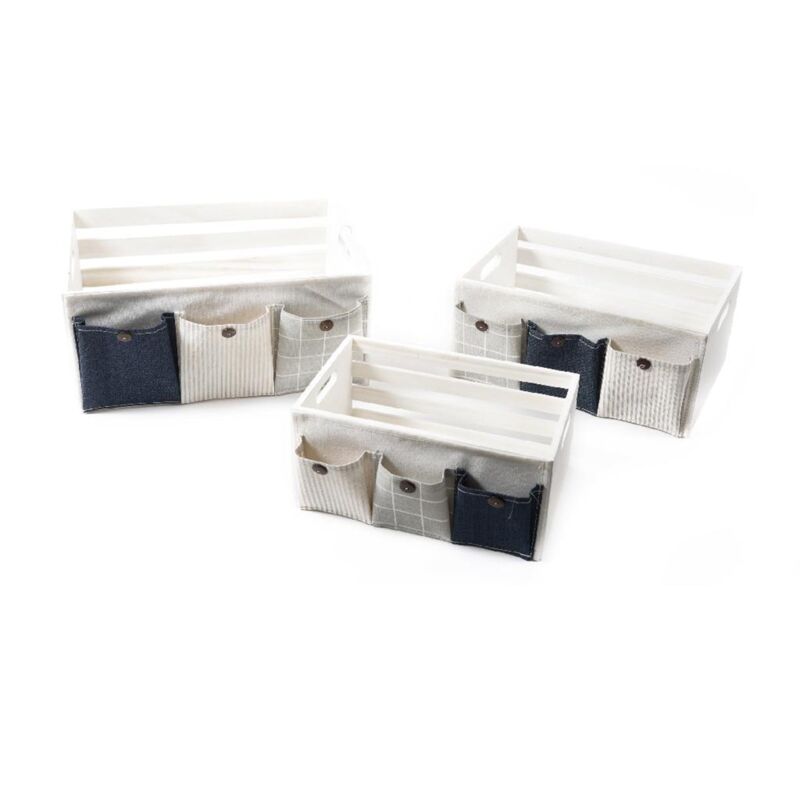 foto del prodotto decor space set 3 cassette in legno pocket cambio stagione box in legno per abiti e biancheria