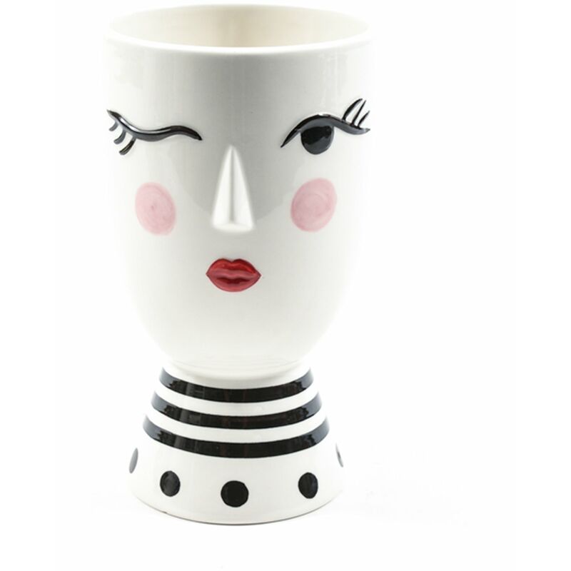 foto del prodotto decor space statua decorativa volto donna porta vaso da interno ed esterno in ceramica h 18 cm