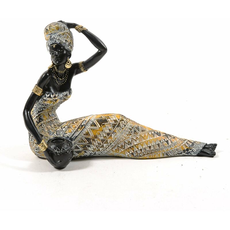 foto del prodotto decor space statuetta in poliresina perla d africa donna africana seduta h 21 cm