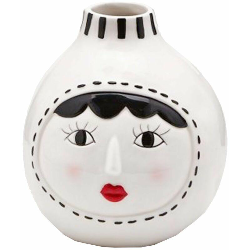 foto del prodotto decor space vaso faccia decorativa porta fiori diffusore essenze in ceramica volto donna h 16 cm