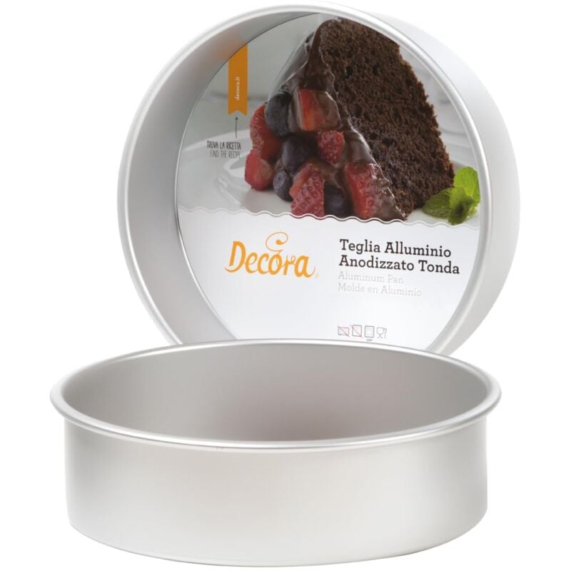 foto del prodotto decora, 0062622 teglia professionale tonda 20 x 7,5 h cm, in alluminio anodizzato, senza punti di saldatura, design professionale