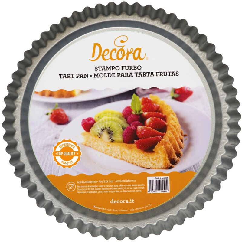 foto del prodotto decora 0070030 stampo furbo per crostata, in acciaio antiaderente, tondo 24 x 3 cm, rende facile farcire la crostata, design professionale