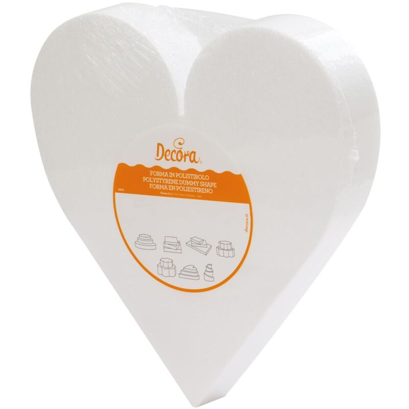 foto del prodotto decora 0173915 basi a forma di cuore in polistirolo ideali per esercitazioni e per realizzare torte a piani dall aspetto perfetto, dim. 20 x h 5 cm