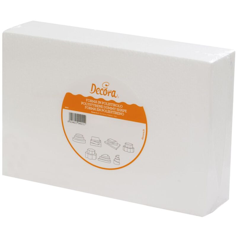 foto del prodotto decora 0174025 basi rettangolari in polistirolo ideali per esercitazioni e per realizzare torte a piani dall aspetto perfetto, dim. 40 x 60 x h 7,5