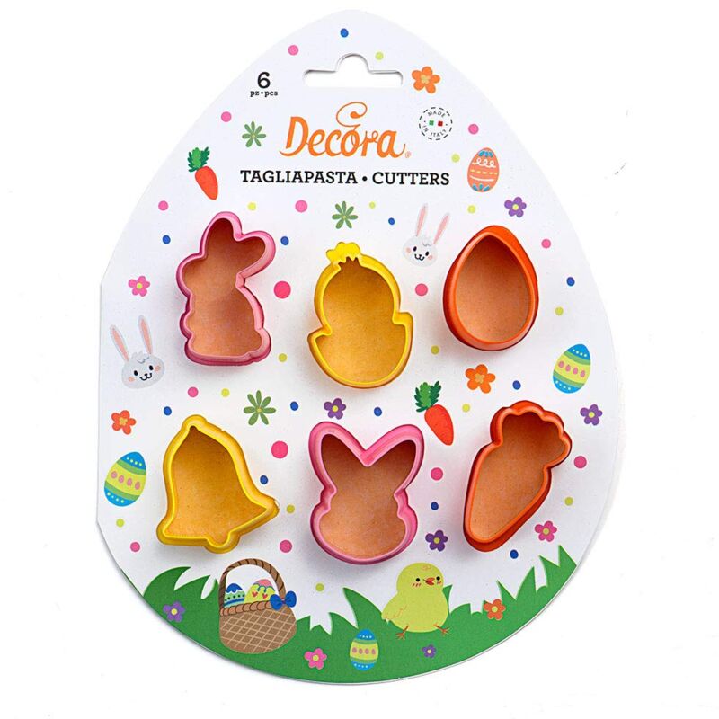foto del prodotto decora 0255059 set 6 tagliapasta mini pasqua in plastica, il kit ideale per creare decorazioni in pasta di zucchero o di gomma, made in italy, design