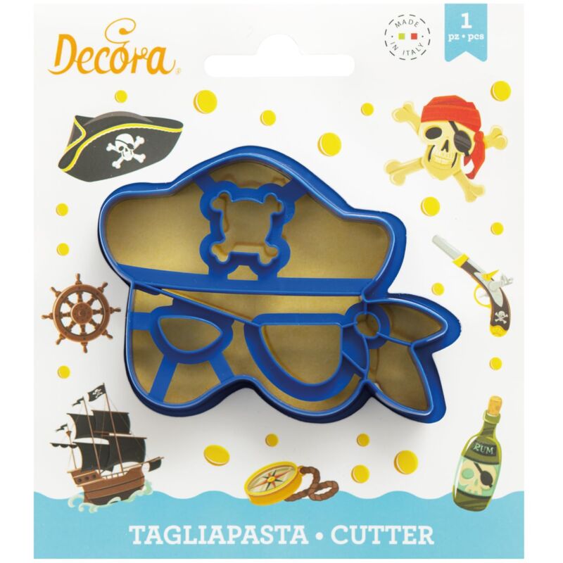 foto del prodotto decora 0255099 tagliapasta maschera pirata, ideale per creare decorazioni in pasta di zucchero o di gomma, made in italy, design originale.