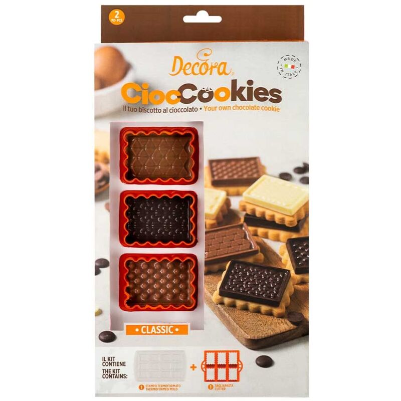 foto del prodotto decora 0255156 set cioccookies per gallette al cioccolato classic, in plastica, per realizzare in modo semplice delle gallette con una placchetta