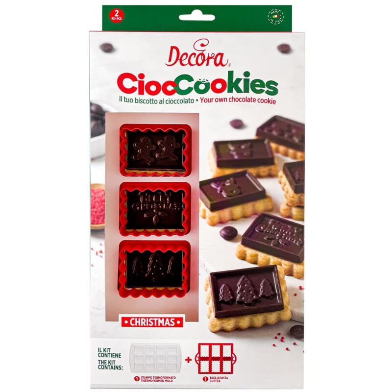 foto del prodotto decora 0255157 set cioccookies per gallette al cioccolato natale, in plastica, per realizzare in modo semplice delle gallette con una placchetta di
