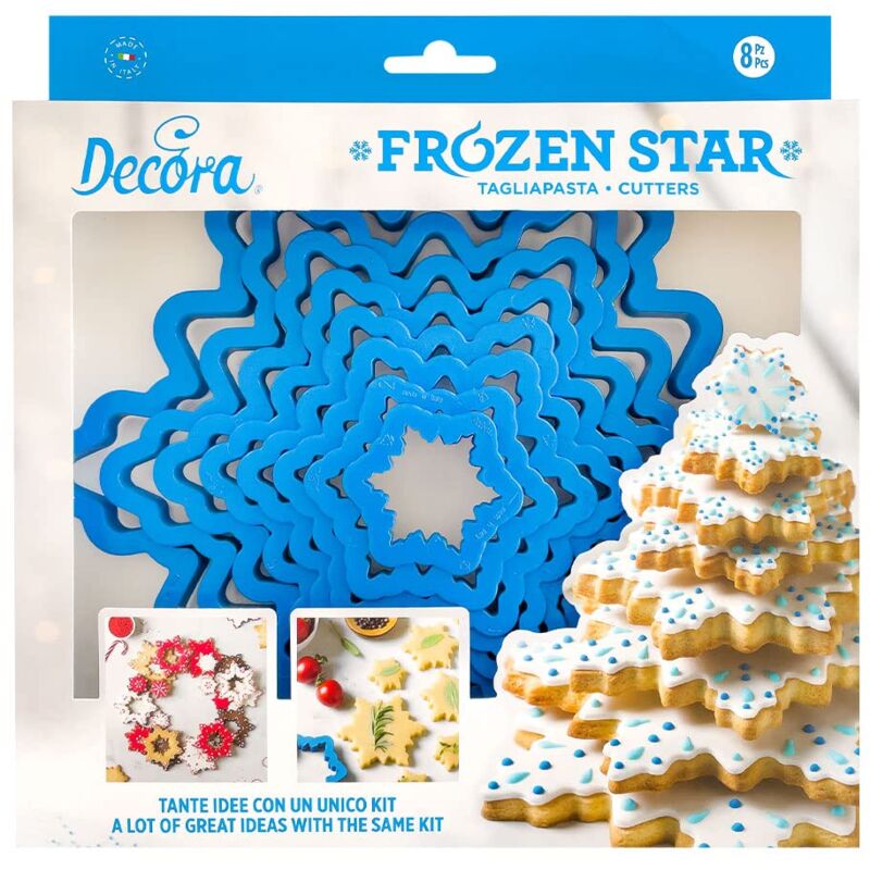 foto del prodotto decora 0255250 set 8 tagliapasta albero stella di ghiaccio, in plastica, il kit ideale per creare decorazioni in pasta di zucchero o di gomma, made