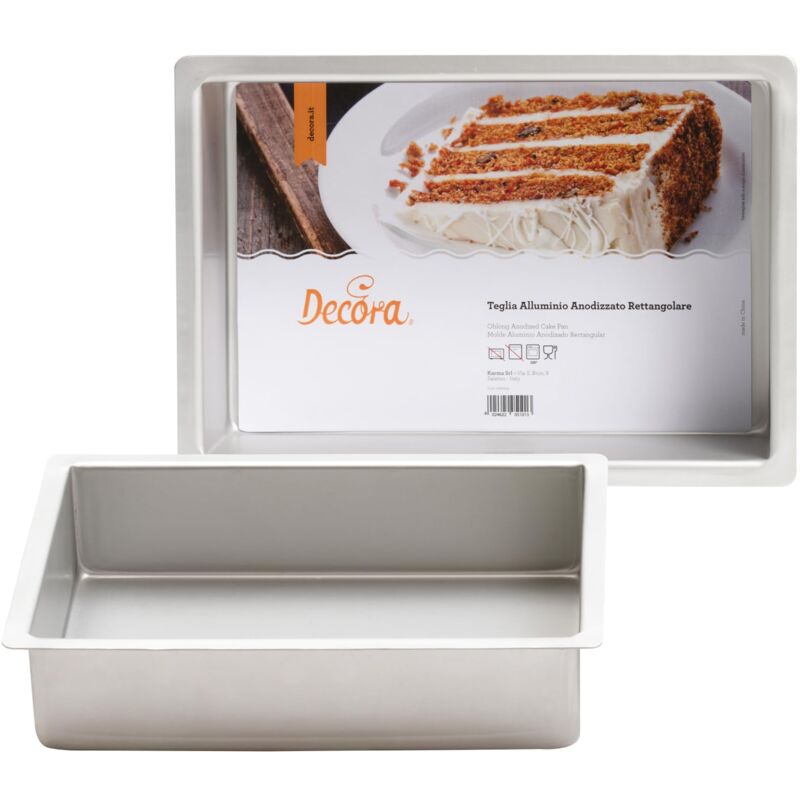 foto del prodotto decora argento, 0062647 teglia professionale rettangolare, alluminio anodizzato, 30 x 40 x 7.5 cm, 30x40xh7,5cm