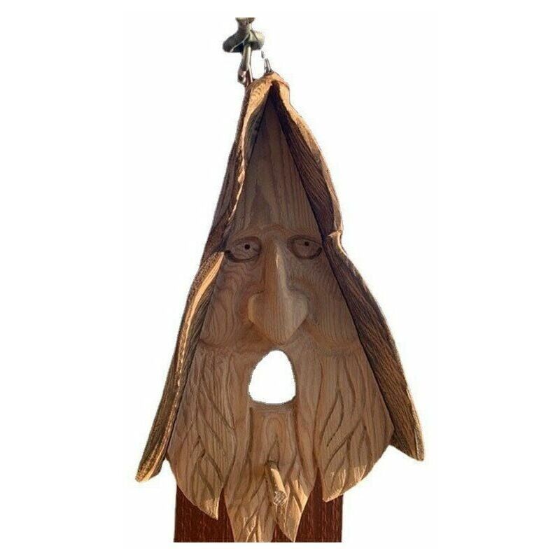 foto del prodotto decorazione a forma di faccia di albero, casetta per uccelli, mangiatoia per uccelli, divertente e stravagante decorazione per esterni, grande faccia