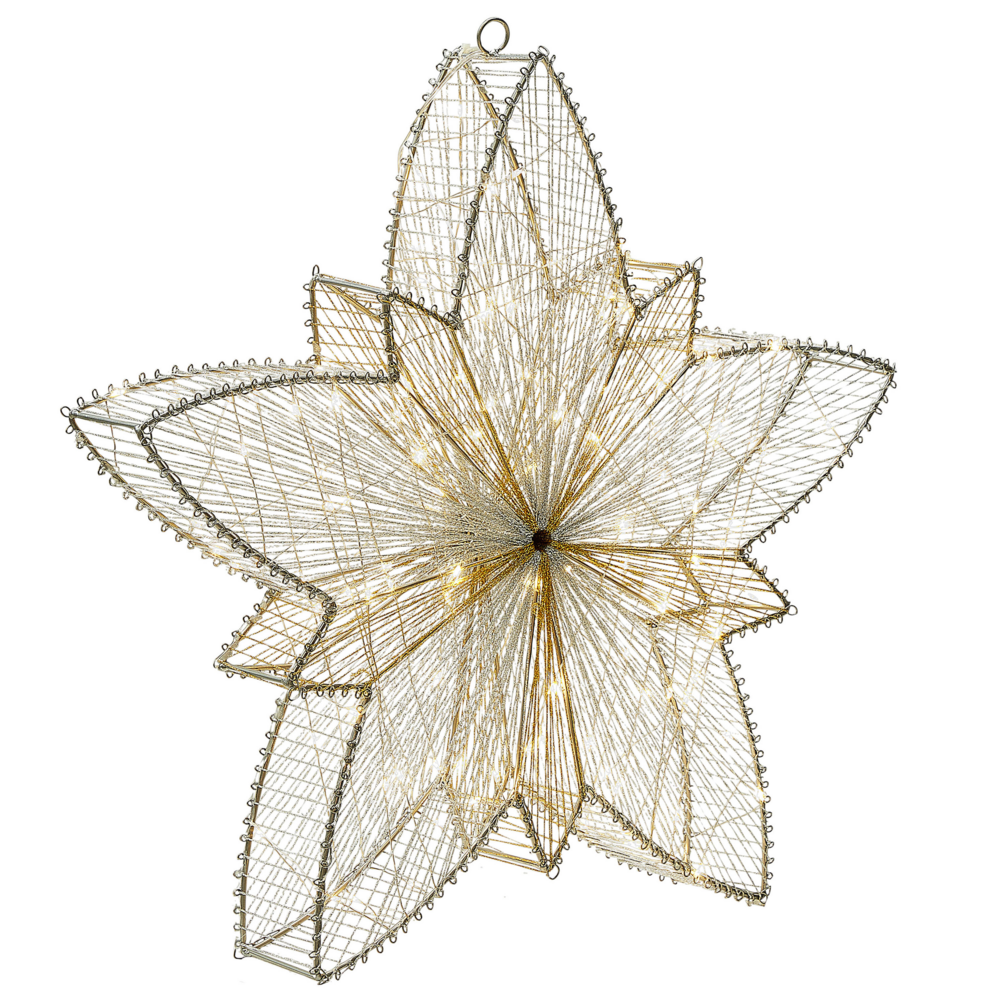 foto del prodotto decorazione a led da esterno in metallo argentato 50 x 8 x 50 cm stella stagionale accessorio per giardino e casa con luci