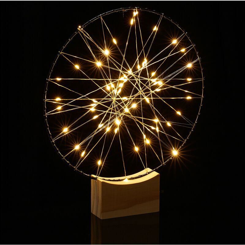 foto del prodotto decorazione ad anello a led, per tavolo e davanzale, con base, 25 cm, per tutto l anno, a batterie, argento relaxdays