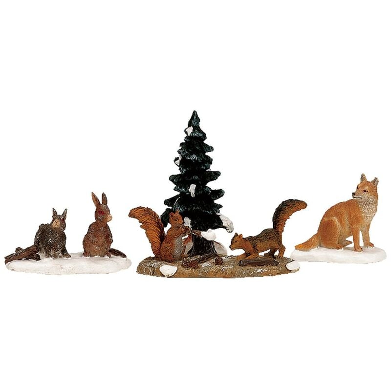 foto del prodotto decorazione animali boschivi set di 4 per villaggio di natale e presepe, in resina da h 3,8 cm