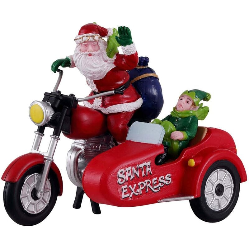 foto del prodotto decorazione babbo natale express per villaggio di natale e presepe, in plastica da h 6,7 cm