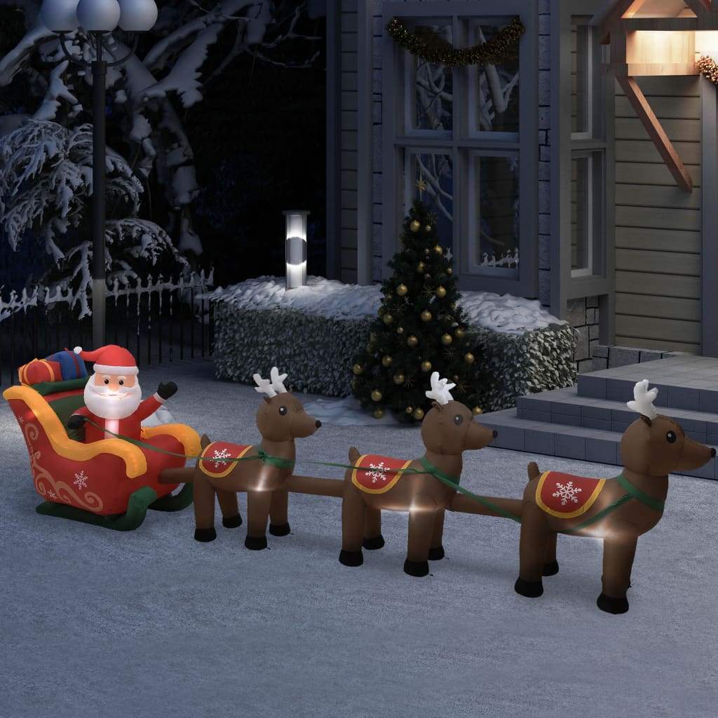 foto del prodotto decorazione babbo natale gonfiabile con renne led 490 cm