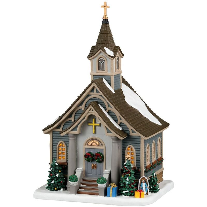 foto del prodotto decorazione chiesa della piccola citt per villaggio di natale e presepe, in porcellana da h 12,8 cm