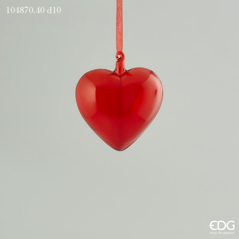 foto del prodotto decorazione cuore vetro soffiato rosso d 10 edg