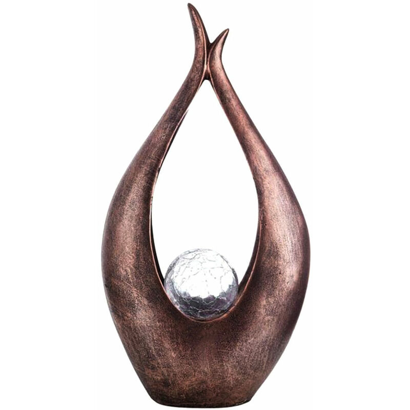 foto del prodotto decorazione da giardino lampada solare a led scultura bronzo luce decorativa lampada da esterno, sfera di vetro rotta, lxaxp 25 x 47,5 x 13 cm