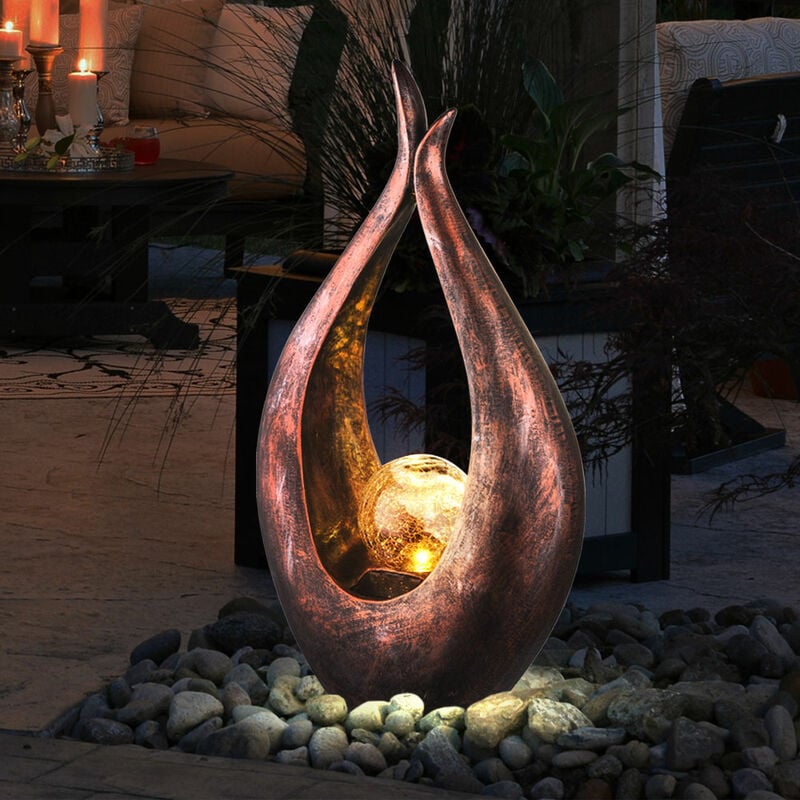 foto del prodotto decorazione da giardino lampada solare a led scultura in bronzo lampada decorativa da esterno, sfera di vetro rotta, lxaxp 25 x 47,5 x 13 cm, set da 2