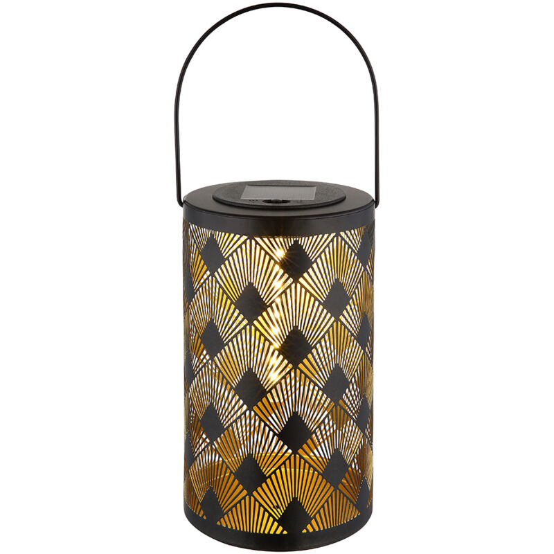 foto del prodotto decorazione da giardino lampada solare led a sospensione effetto fiamma lampada da patio lampada da esterno, metallo color oro, nero, bianco caldo,