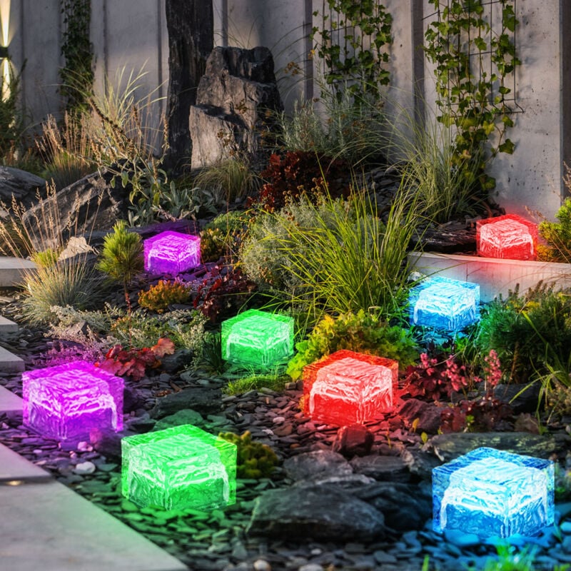 foto del prodotto decorazione da giardino lampada solare led rgb con lampada da giardino che cambia colore, luce decorativa nel design dei cubetti di ghiaccio, lxh