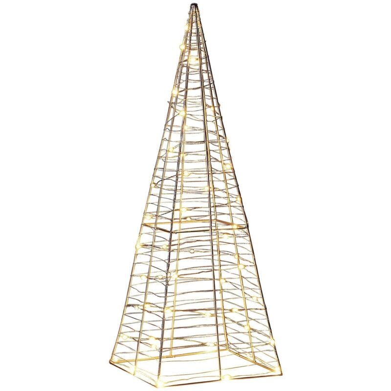 foto del prodotto decorazione da giardino natalizia albero di natale 60 cm con luci led argento puksala