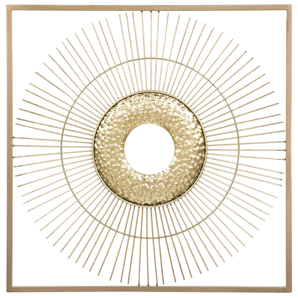 foto del prodotto decorazione da parete cornice quadrata sun in metallo dorato stile glam art deco