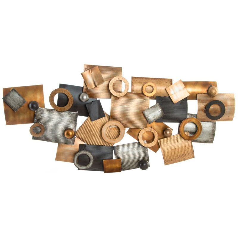 foto del prodotto decorazione da parete dkd home decor astratto grigio metallo rame moderno cerchi (109 x 7 x 53 cm)
