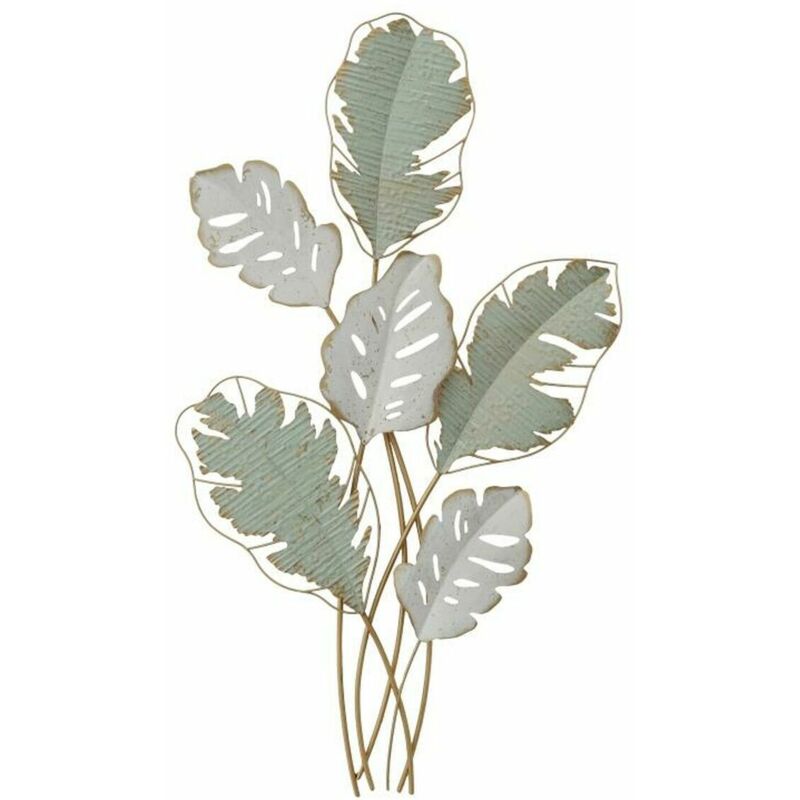 foto del prodotto decorazione da parete dkd home decor metallo bianco verde moderno foglia della pianta 57 x 5,7 x 103 cm 
