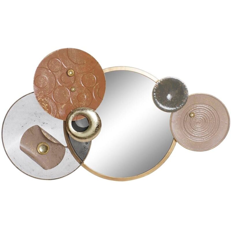 foto del prodotto decorazione da parete dkd home decor specchio grigio dorato metallo terracotta moderno cerchi (96,5 x 7 x 59 cm)